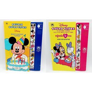 Golden Sound Story Books Disney Mickey's Birthday Surprise & Minnie 'n Me